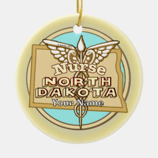 Décoration En Céramique Infirmière du Dakota du Nord Caducée