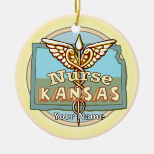 Décoration En Céramique Infirmière du Kansas Caducée