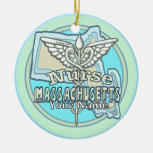 Décoration En Céramique Infirmière du Massachusetts Caducée