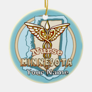 Décoration En Céramique Infirmière du Minnesota Caducée 