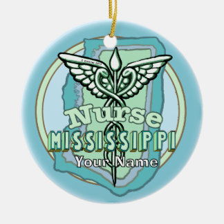 Décoration En Céramique Infirmière du Mississippi Caducée 