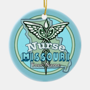 Décoration En Céramique Infirmière du Missouri Caducée