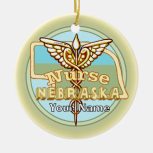 Décoration En Céramique Infirmière du Nebraska Caducée