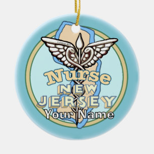 Décoration En Céramique Infirmière du New Jersey Caducée