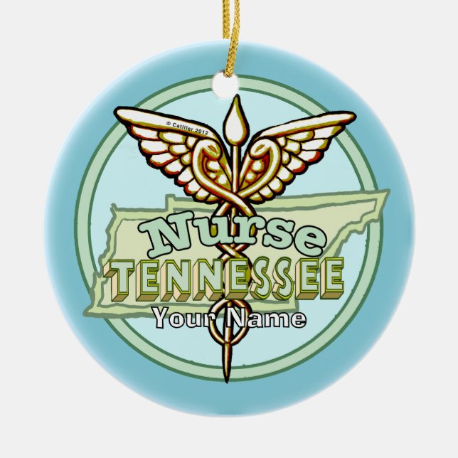 Décoration En Céramique Infirmière du Tennessee Caducée (Devant)