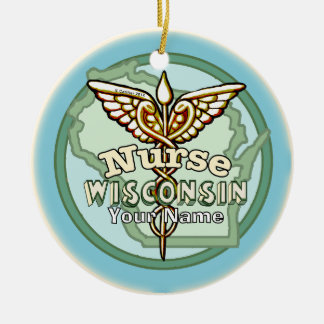 Décoration En Céramique Infirmière du Wisconsin Caducée