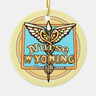 Décoration En Céramique Infirmière du Wyoming Caducée
