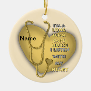 Décoration En Céramique Infirmière en soins de longue durée du coeur jaune