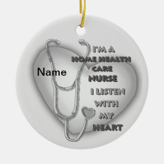 Décoration En Céramique Infirmière en soins de santé cardiaque grise