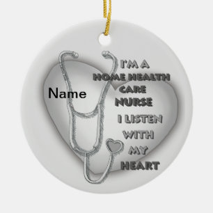 Décoration En Céramique Infirmière en soins de santé de coeur gris