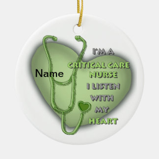 Décoration En Céramique Infirmière en soins intensifs Green Heart