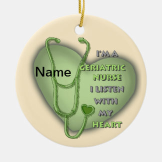 Décoration En Céramique Infirmière gériatrique à coeur vert