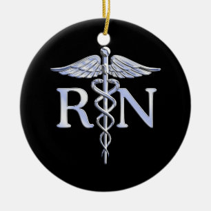 Décoration En Céramique Infirmière inscrite RN Caduceus Snakes Style sur n