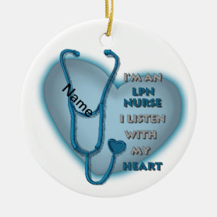 Décoration En Céramique Infirmière LPN Cœur Bleu