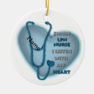 Décoration En Céramique Infirmière LPN Cœur Bleu