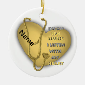 Décoration En Céramique Infirmière LPN Cœur Jaune