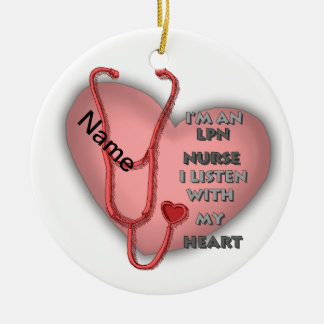Décoration En Céramique Infirmière LPN Cœur Rouge