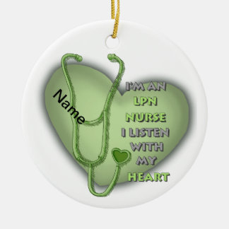 Décoration En Céramique Infirmière LPN Cœur Vert
