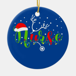 Décoration En Céramique Infirmière Noël Père Noël Chat Neige Stethoscope