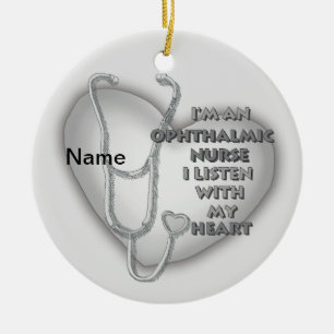 Décoration En Céramique Infirmière ophtalmique à cœur gris