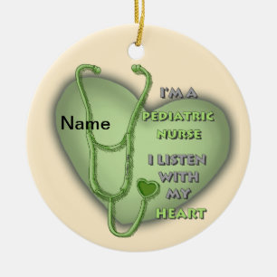 Décoration En Céramique Infirmière pédiatrique Cœur Vert