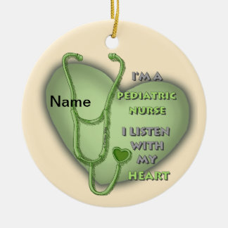Décoration En Céramique Infirmière pédiatrique Cœur Vert