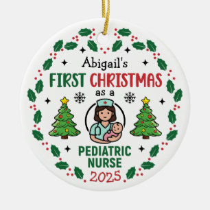 Décoration En Céramique Infirmière pédiatrique Premier arbre de Noël Perso