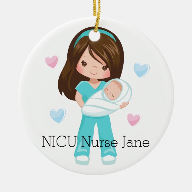 Décoration En Céramique Infirmière personnalisée de NICU tenant Noël de (Devant)