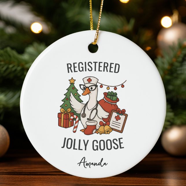 Décoration En Céramique Infirmière personnalisée Jolly Goose inscrite Noël (Créateur téléchargé)