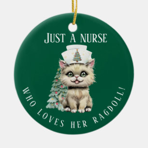 Décoration En Céramique Infirmière personnalisée Ragdoll Chat Noël mignonn