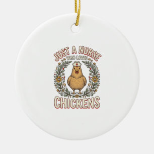 Décoration En Céramique Infirmière qui aime les poulets Design de T-shirt