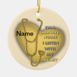 Décoration En Céramique Infirmière Sage-Femme Cœur Jaune