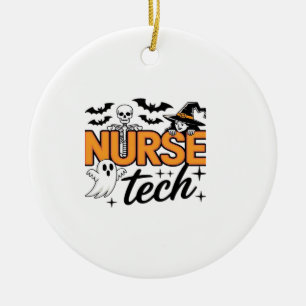 Décoration En Céramique Infirmière technicienne - Halloween - avec squelet