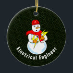 Décoration En Céramique Ingénieur électrique Snowman<br><div class="desc">Un ingénieur électrique éditable texte avec un bonhomme de neige tenant des boulons éclair est une conception d'ingénierie électrique humoristique pour les ingénieurs aux anniversaires,  diplômes et jours fériés.</div>