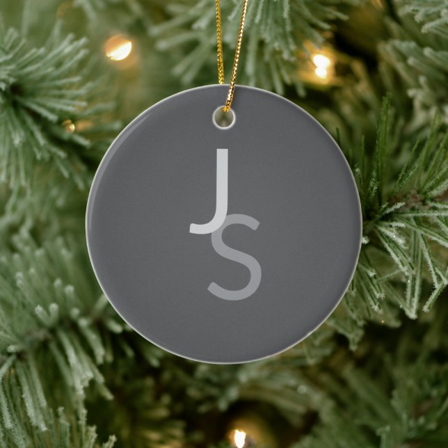 Décoration En Céramique Initiales monogrammes à chevauchement moderne | Gr (Arbre)