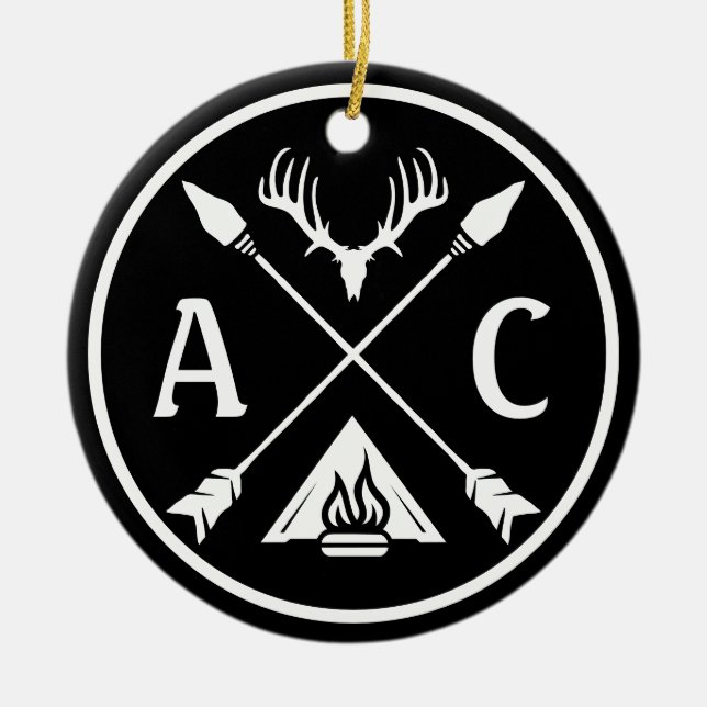 Décoration En Céramique Initiales Rustic Adventure Round Emblem (Devant)