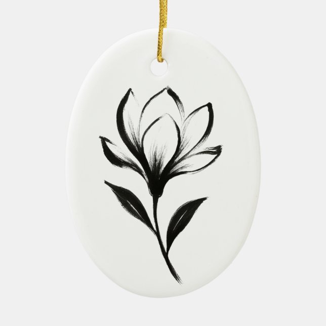 Décoration En Céramique  Ink-Style Magnolia – Elegant Floral Design on (Devant)