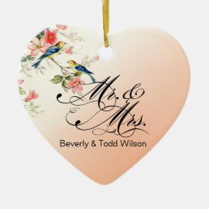 Décoration En Céramique Inséparables vintages M. et Mme PHOTO de pêche d