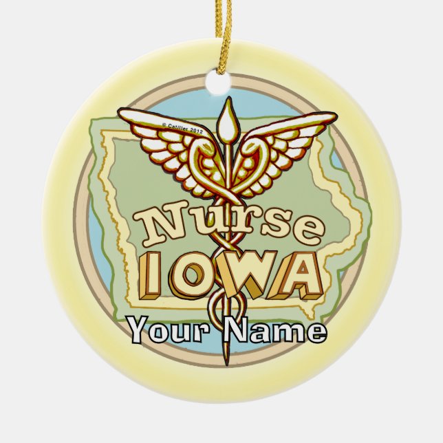 Décoration En Céramique Iowa Nurse Caduceus  (Devant)
