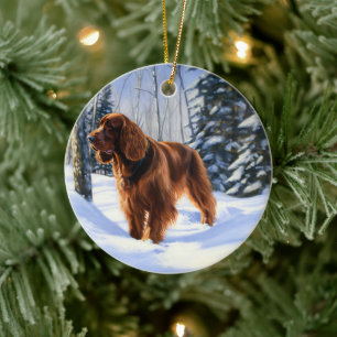 Décoration En Céramique Irish Setter Let It Neige Christmas