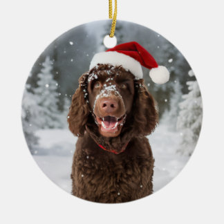 Décoration En Céramique Irish Water Spaniel Chien Christmas Keepsaké