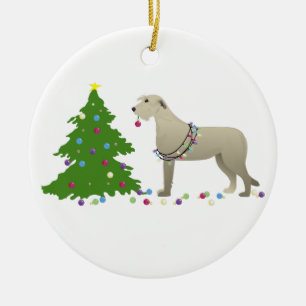 Décoration En Céramique Irish Wolfhound Dog Breed Silhouette Christmas