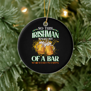 Décoration En Céramique Irlandais buvant de la bière à la Saint-Patrick