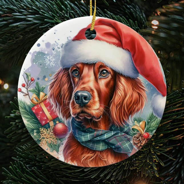 Décoration En Céramique Irlandais Setter Chien Aquarelle Noël (Créateur téléchargé)