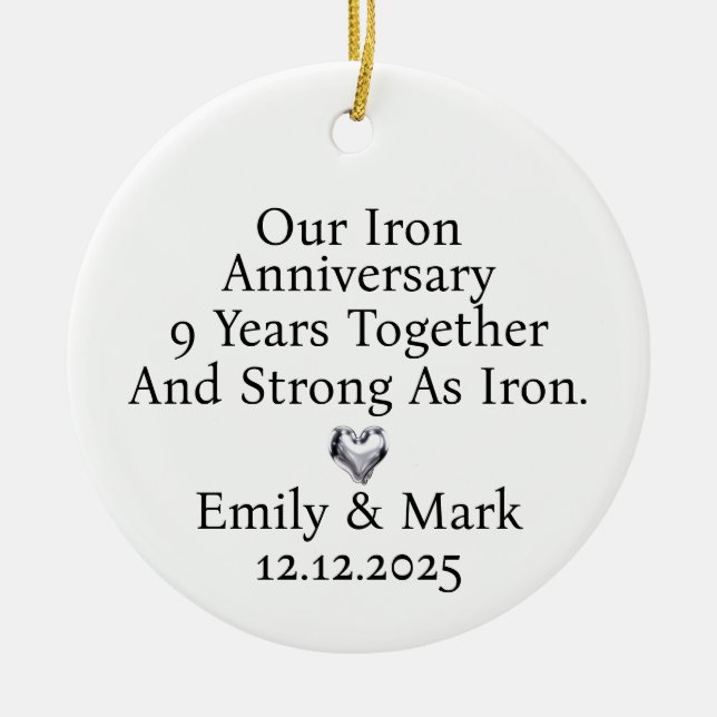 Décoration En Céramique Iron Anniversary Ornament, Iron 9th Anniversary (Devant)