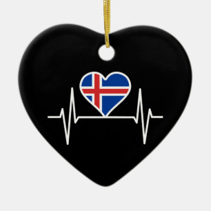 Décoration En Céramique Islande - Islande Drapeau de coeur