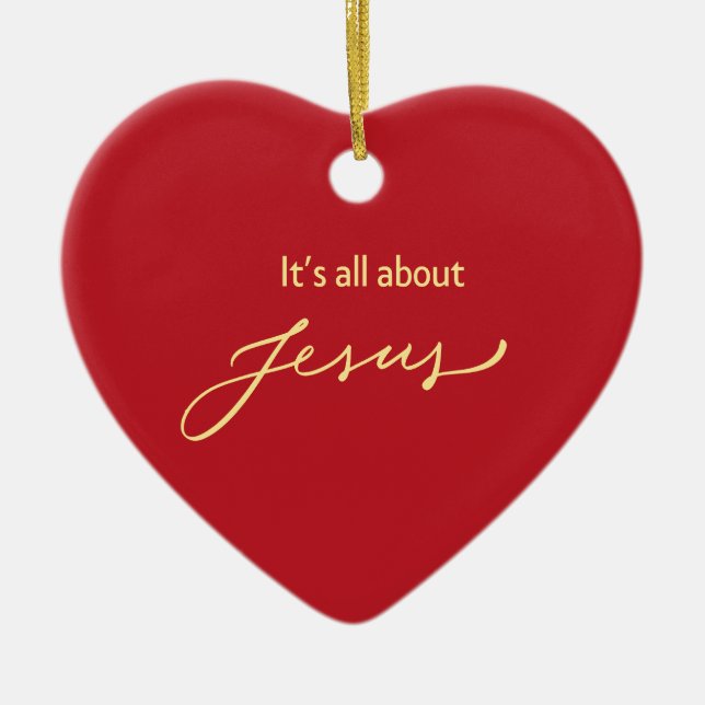 Décoration En Céramique It’s All About Jesus – Red & Gold Heart (Devant)