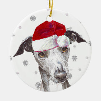 Décoration En Céramique Italien Greyhound - Bauble de Noël du Père Noël