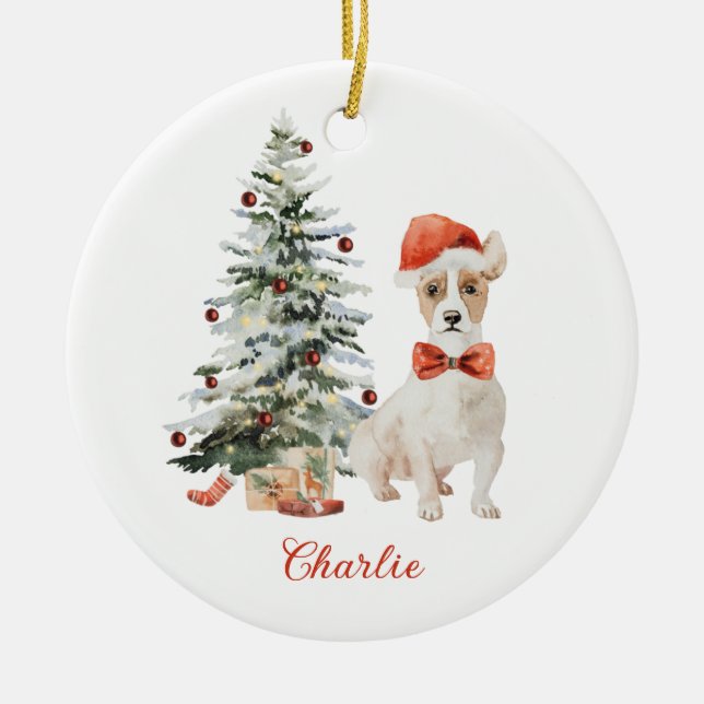 Décoration En Céramique Jack Russell Dog Personalized Christmas Ornament (Devant)
