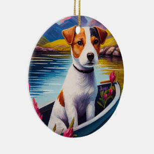 Décoration En Céramique Jack Russell sur une pagaie : Une aventure pittore